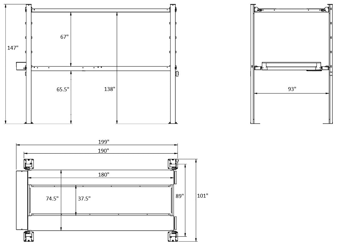 NSS-5x2 10,000 lb Double Stacker Service Storage Four Post Automotive Lift