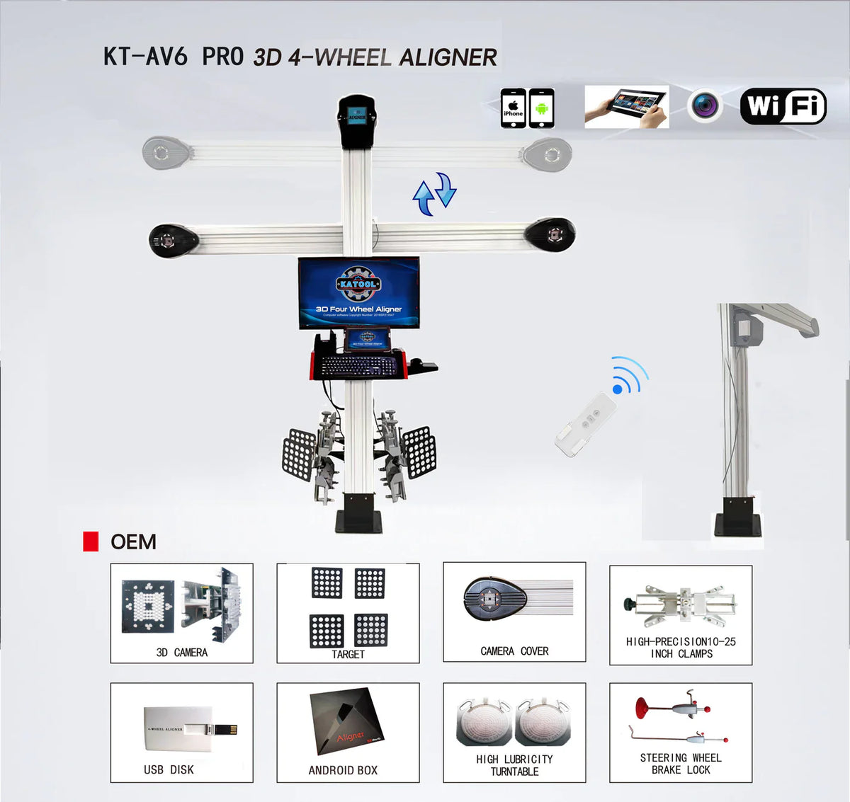 Katool | KT-AV6 Wheel Alignment Machine Works on 2 Post & Scissor Lift--AV6 Pro