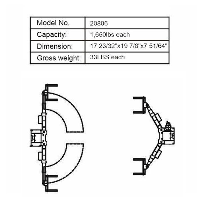 AMGO 20806 Wheel Support Adapter For Two Post Lifts - 4 QTY